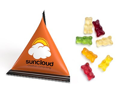 Werbeartikel Fruchtgummi: Gummibären im Mini Tetraeder 