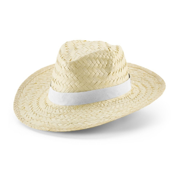   EDWARD POLI. Strohhut aus Naturstroh mit weißem Hutband | Strohhut mit Logo bedrucken