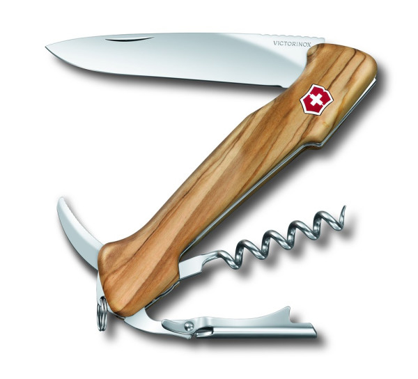  Werbeartikel Victorinox WINE MASTER Wood Olivenbaum, 130 mm, geöffnet 