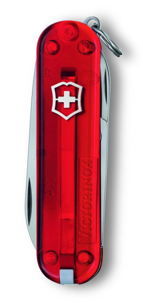 Werbeartikel Victorinox Rally | Kleines Schweizer Taschenmesser, 58 mm | in Rot Transparent 
