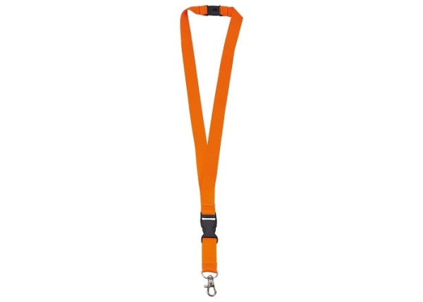Schlüsselband bedrucken: Polyester Lanyard mit abnehmbaren Kunststoffverschluss, Metallhaken und Sicherheitsverschluss. in orange