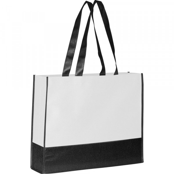  Non Woven Taschen bedrucken | Faltbare Non Woven Einkaufstasche, 2 farbig in weiß/schwarz