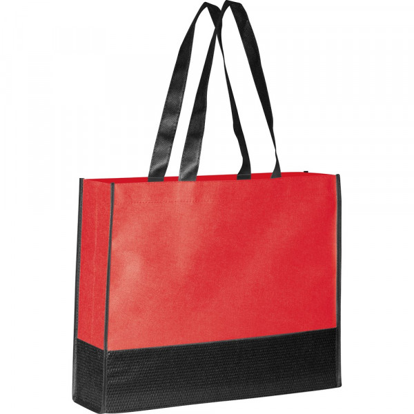  Non Woven Taschen bedrucken | Faltbare Non Woven Einkaufstasche, 2 farbig in rot/schwarz