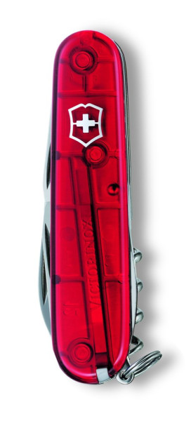Werbeartikel Victorinox Hiker | Schweizer Taschenmesser, 91 mm | Farbe: Rot-Transparent 