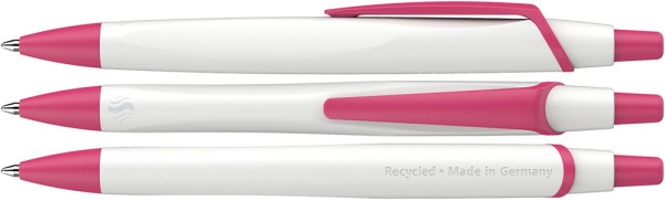 Schneider Kugelschreiber bedrucken: Kugelschreiber Reco Basic. Farbe: weiß/pink 