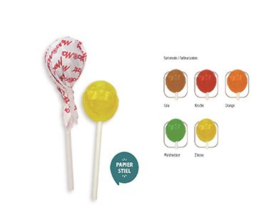 Lollies bedrucken: Kugellolly mit Papierstiel