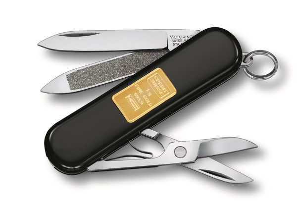 Werbeartikel Victorinox Classic SD mit 1 g Goldbarren