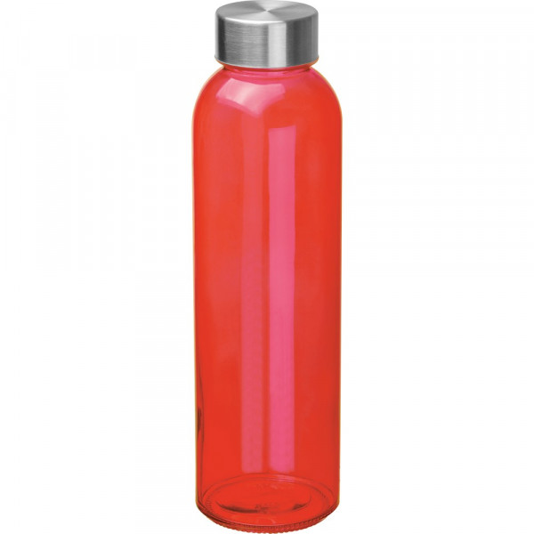 Glasflasche bedrucken |  Trinkflasche aus Glas, 500ml, in Rot