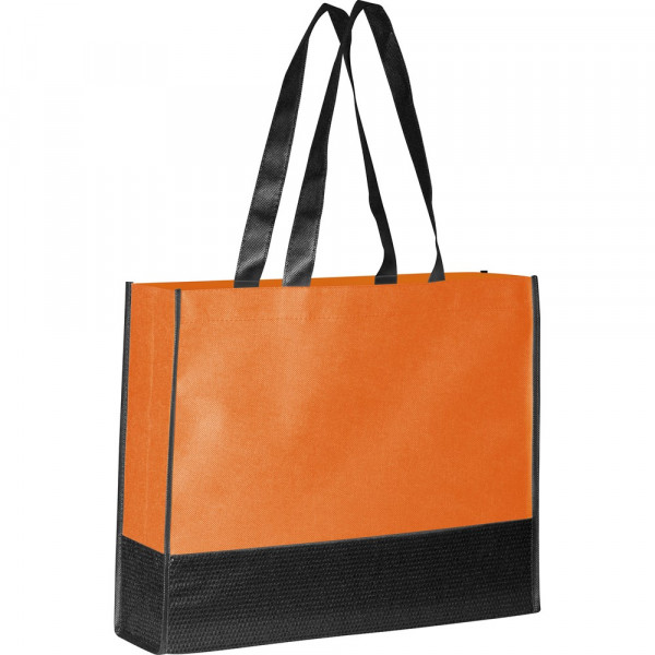  Non Woven Taschen bedrucken | Faltbare Non Woven Einkaufstasche, 2 farbig in orange/schwarz 