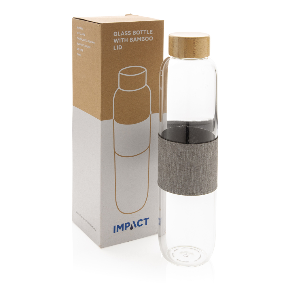 Impact Borosilikat-Glasflasche mit Bambusdeckel 750ml