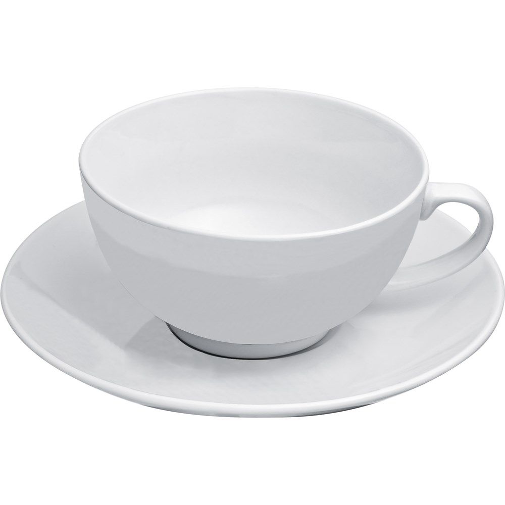 Teekanne mit Tasse und Untersetzer aus Porzellan
