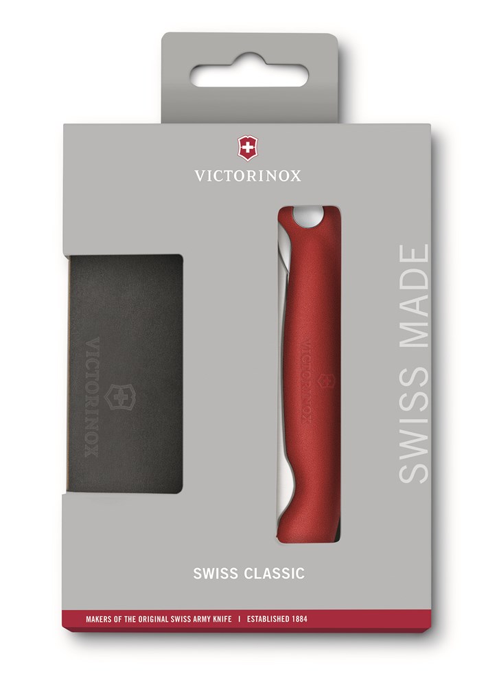 Victorinox Swiss Classic Set aus faltbarem Gemüsemesser und Epicurean Schneidebrett Rot