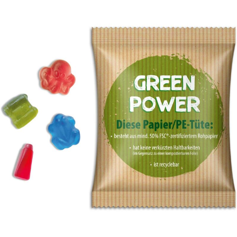 10 g - Fruchtgummi Sonderformen - Cyclepaper weiß - 4c Euroskala