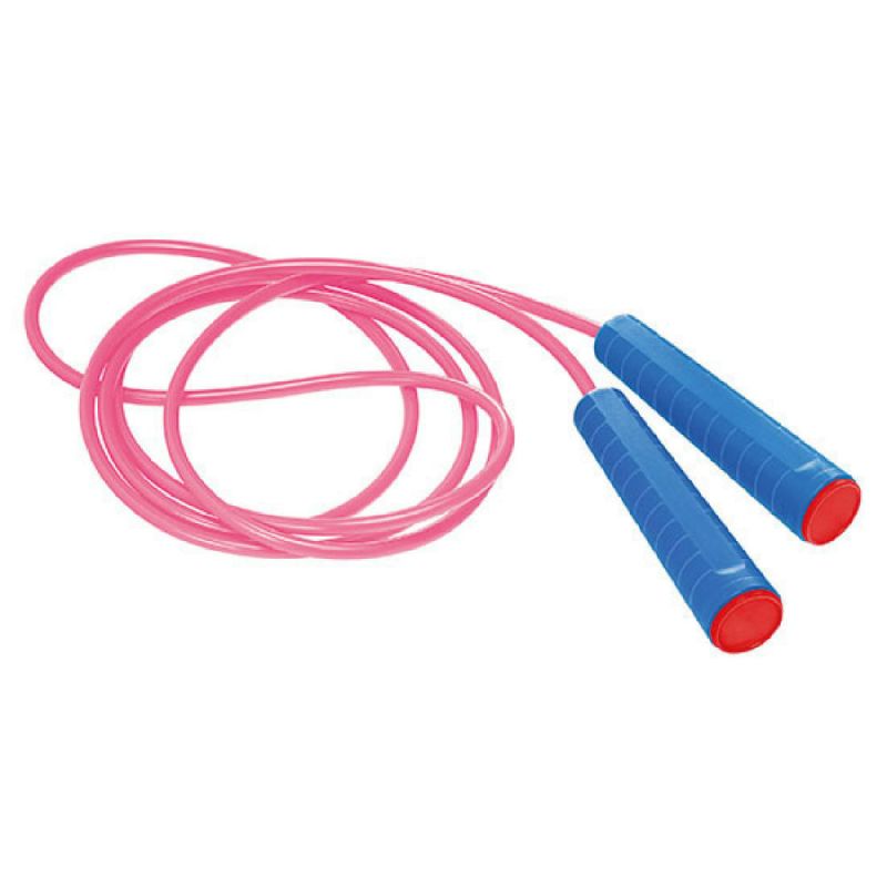 Griff blau, Deckel rot, Seil pink