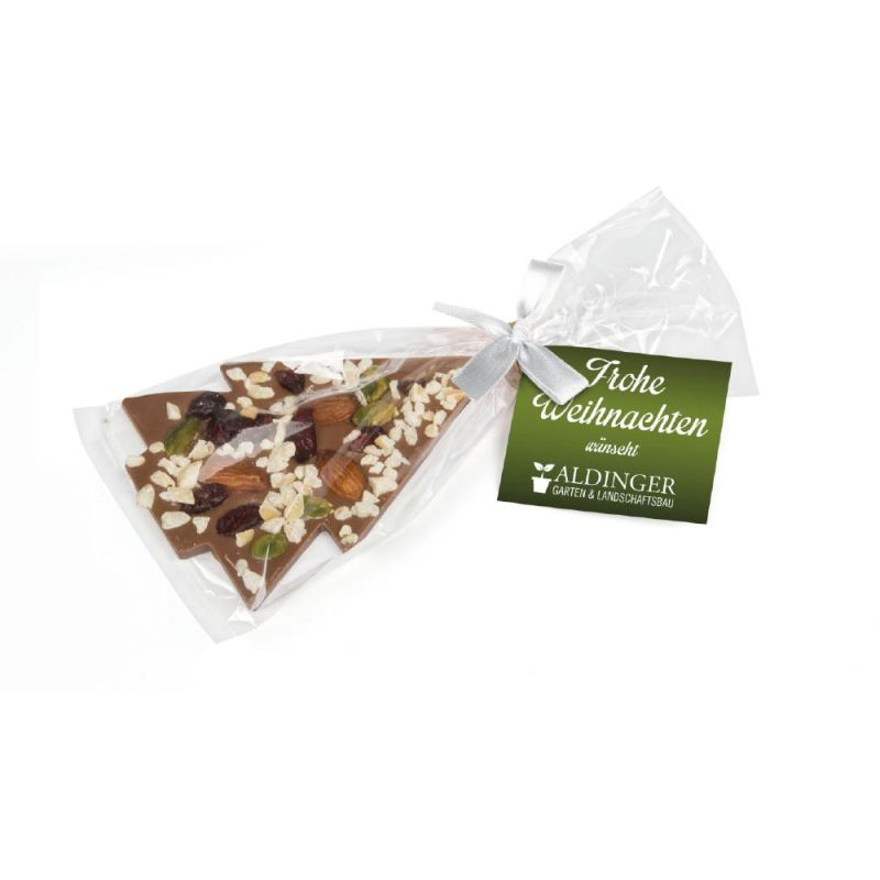 30 g - Vollmilchschokolade (Topping Nüsse) - Weiße Schleife - 4c Euroskala